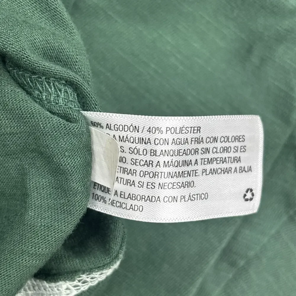 Wild Fable Long Sleeve Cropped Loose Relaxed Fix Green Shirt White Stitching - Picture 5 of 8